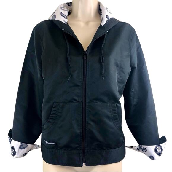 Disney Parks Authentic Lined MM28 Full Zip Hooded Black Outdoor Rain Jacket - Picture 2 of 16